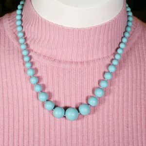 Aqua Beads Vintage Statement Necklace
